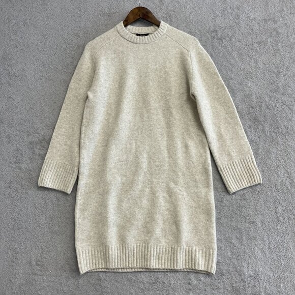 NWOT Dalia Women's Beige Wool Blend Midi Sweater Dress S Crewneck - Picture 1 of 9